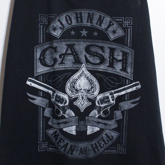 Johnny Cash Tank Top Womens Medium Black Mean As Hell - Picture 6 of 6